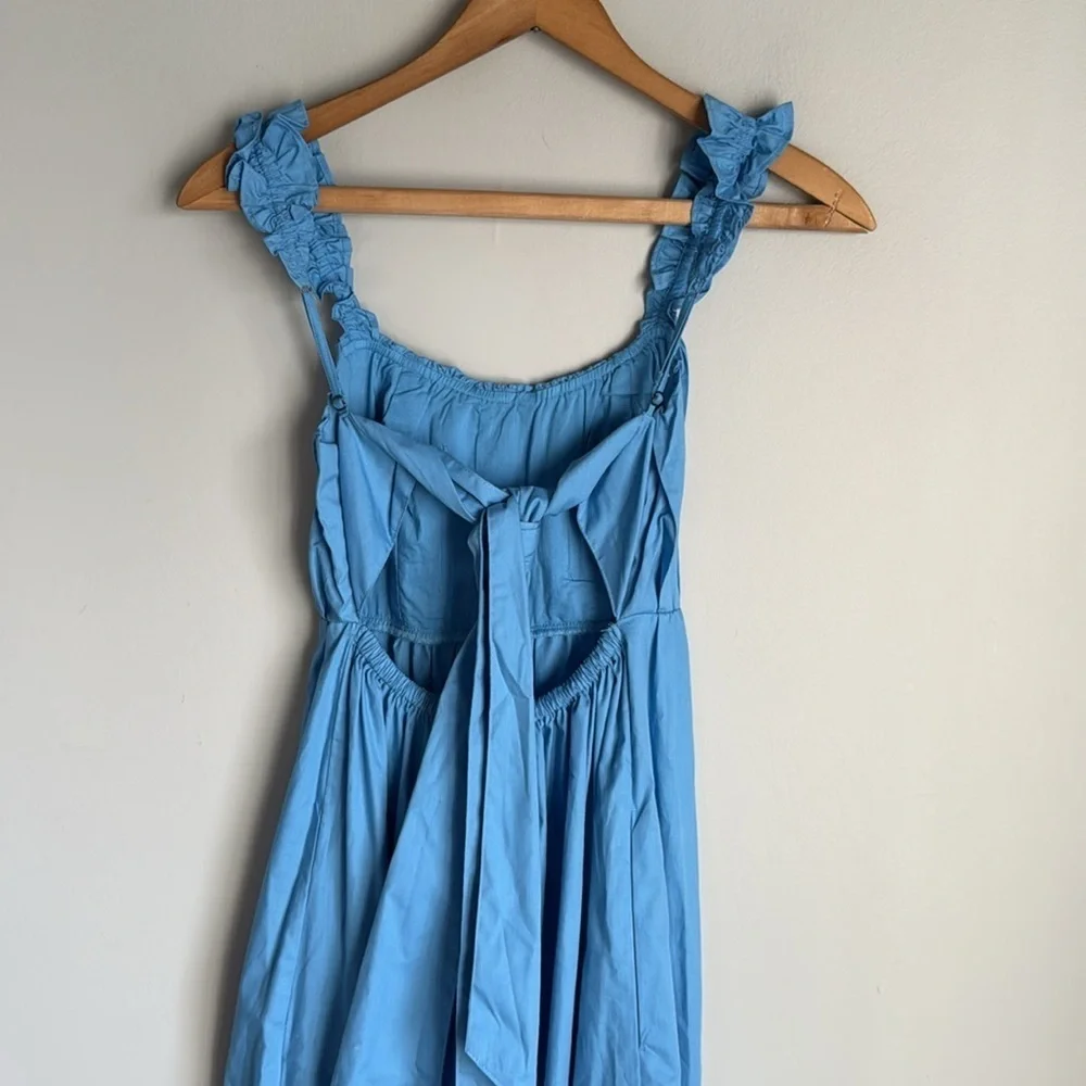 NEW Abercrombie & Fitch poplin bow back ruffle strap maxi dress XS